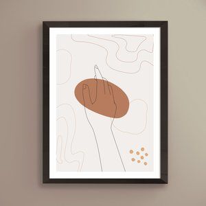 Modern Minimalist Hand Abstract Boho Wall Art Print Home Decor [No Frame]